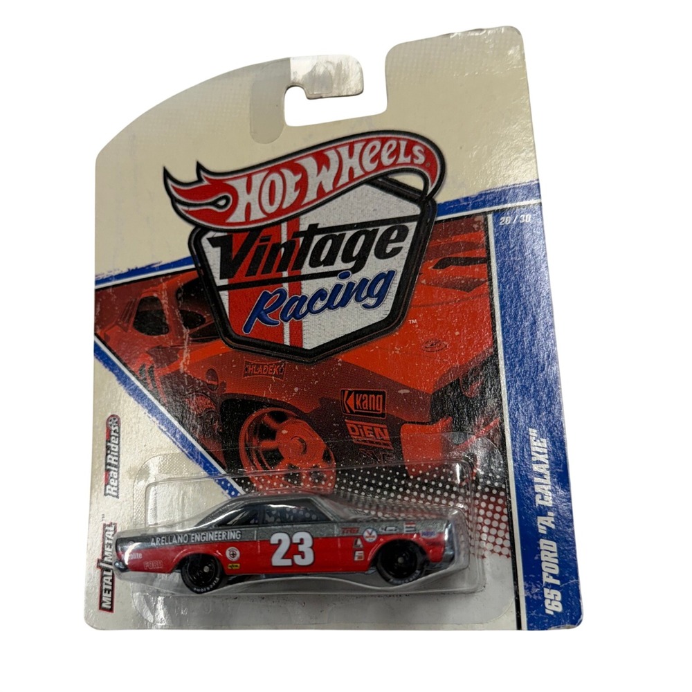Hot Wheels Vintage Racing 65 Ford Galaxie Red Silver 23 Real Riders V0474 20/30